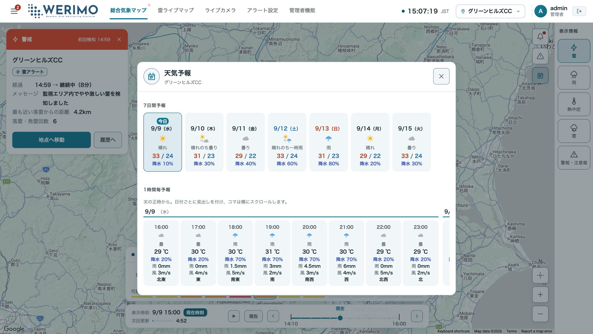 天気予報の画面